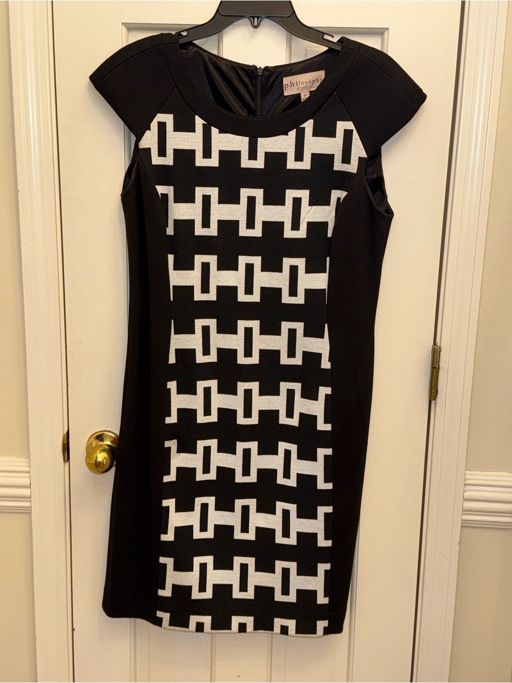 Philosophy Republic Clothing Black & White Geometric Dress Size 12